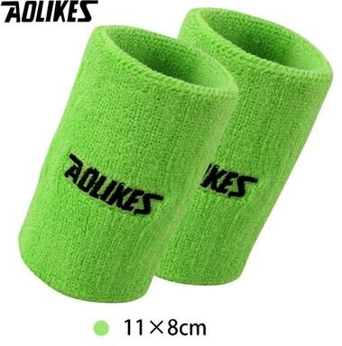 Uplifted Finds AOLIKES Terry Cloth Sports Wrist Bands For Sweat Absorption 11cm Green