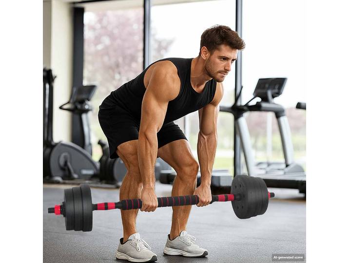 vidaXL 4-in-1 Hantelset 30kg Schwarz und Rot