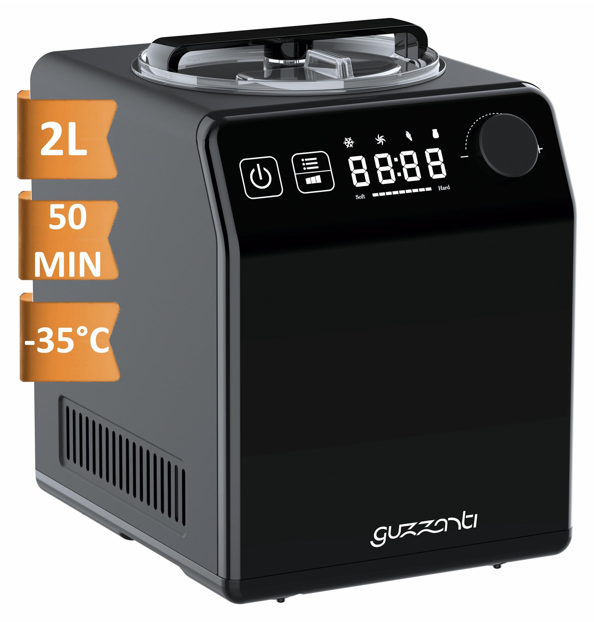 Guzzanti GZ 155A, Kompressor Eismaschine, 1,5 l, 1 Becken, LED, Edelstahl, 150 W