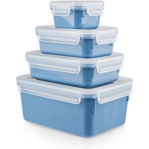 Emsa Frischhaltedose Clip&Close N10308, aus Kunststoff, 0,2- 2,2 Liter, aquablau, luftdicht, Set, 4-teilig