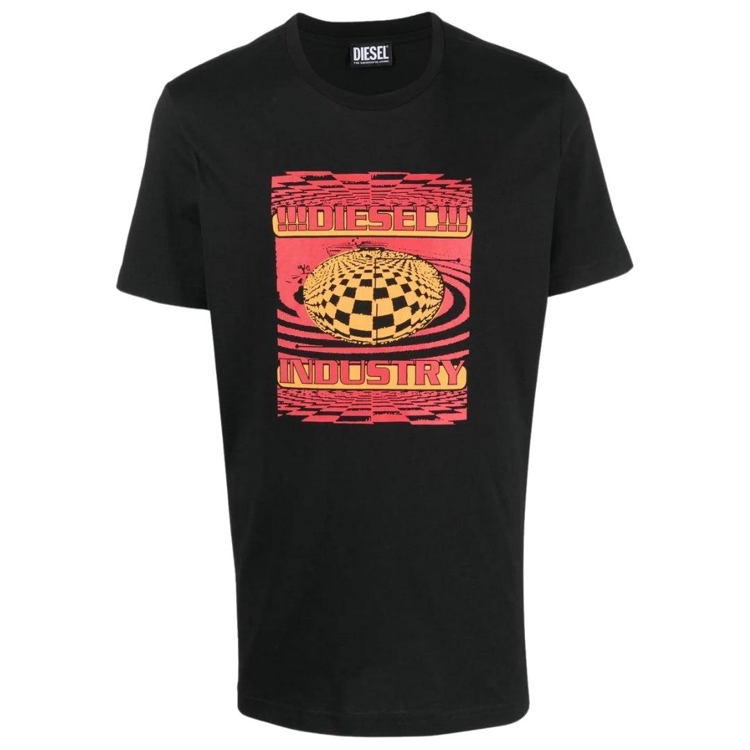 Diesel Industrial Design Schwarzes T-Shirt