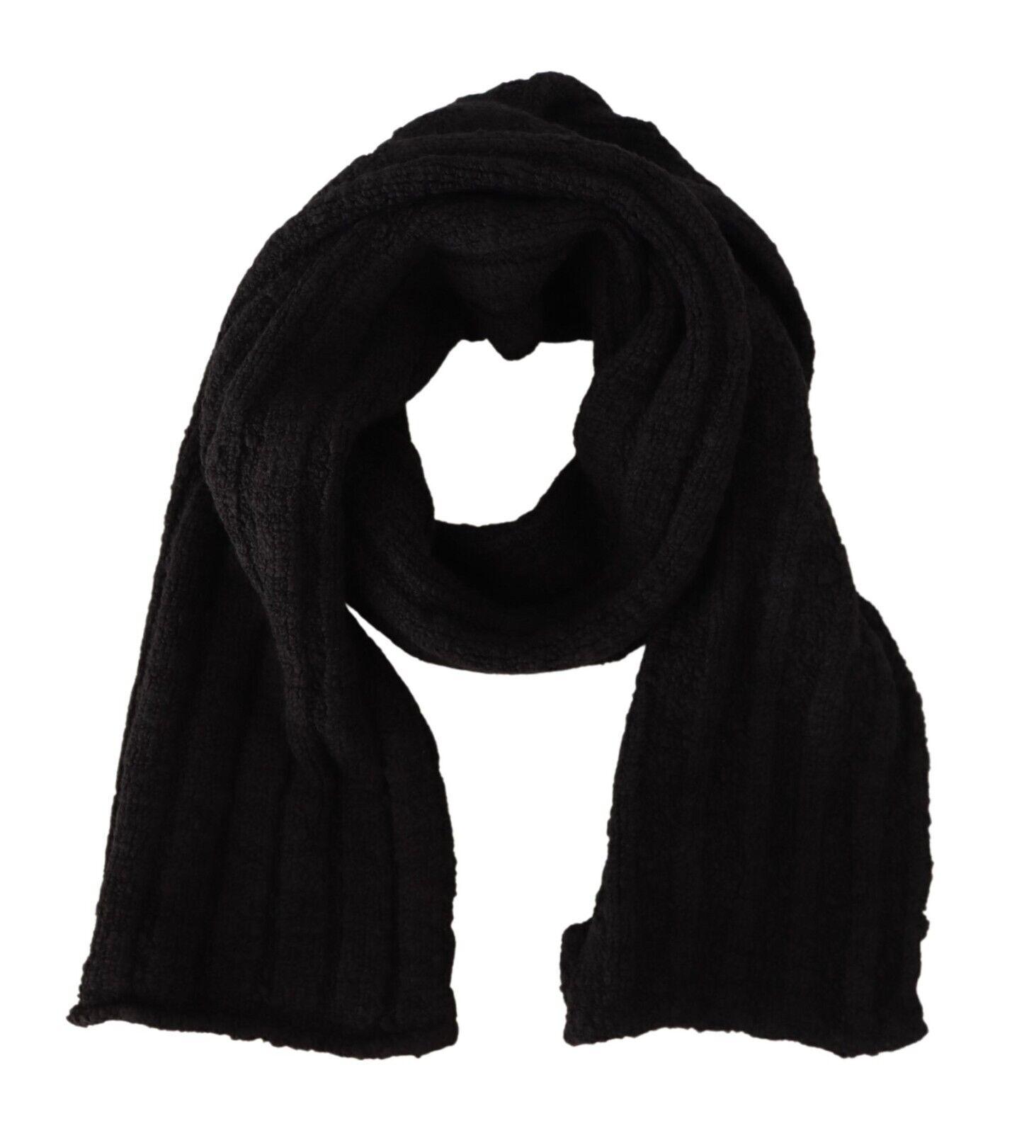 Dolce & Gabbana Black Virgin Wool gebreide Unisex Warmer Shawl Dames sjaal