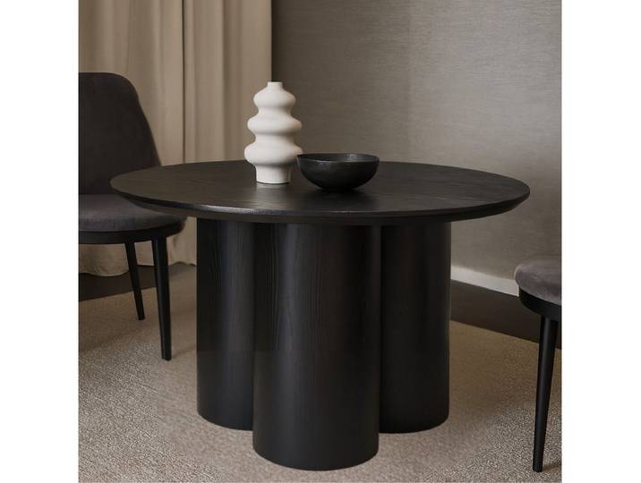 alesvelt Esstisch Enna in schwarzer Holz Optik MDF Ø130X75 cm (1-Tisch), Ø130X75 cm, MDF Holz Optik