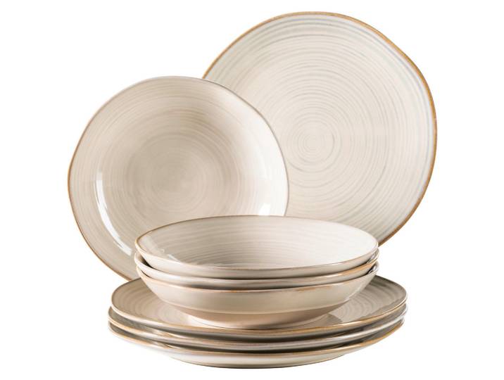 Mäser Tafelservice Nottingham, Beige, Keramik, 8-teilig, handbemalt, Essen & Trinken, Geschirr, Geschirr-Sets, Tafelservice