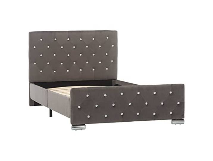 vidaXL Polsterbett Klassisch Bett Einzelbett Stoffbett Ehebett Schlafzimmerbett Bettgestell Bettrahmen Lattenrost Grau Samt 100x200cm