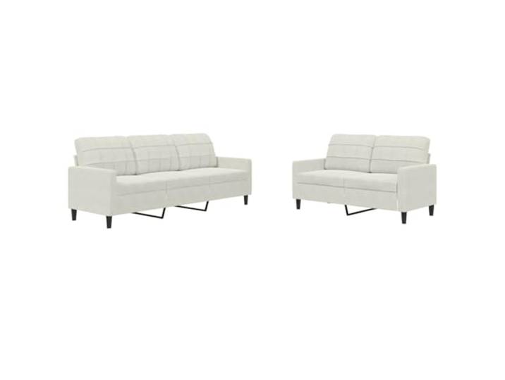 GHVBNMF 2-TLG. Sofagarnitur mit Kissen Samt Creme 2- & 3-Sitzer Elegante Couchgarnitur aus weichem Samtstoff mit robustem Metallgestell für Ihr Wohnzimmer.