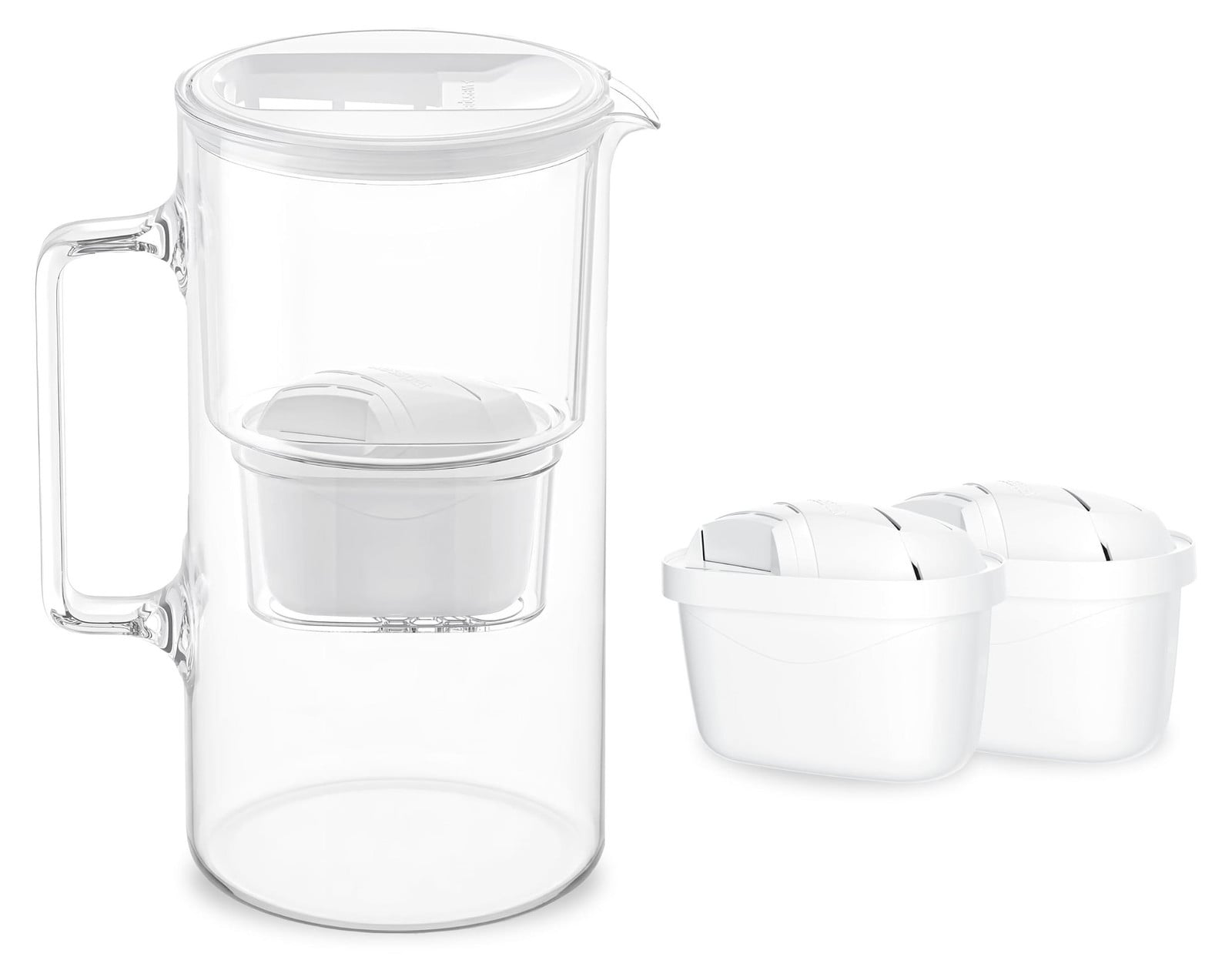 Dripio Glazen waterfilterkan met 2 filters, 3 liter, wit