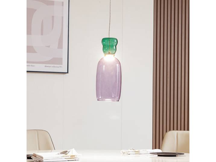 Suspension LED Fay Violet/Vert - Lucande - Salle à manger - Jeune - Verre - Multi-ampoules