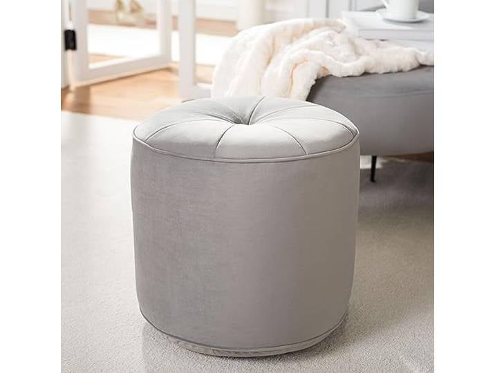 SAFAVIEH Gepolstert Hocker, Hellgrau, 55 X 55 X 50