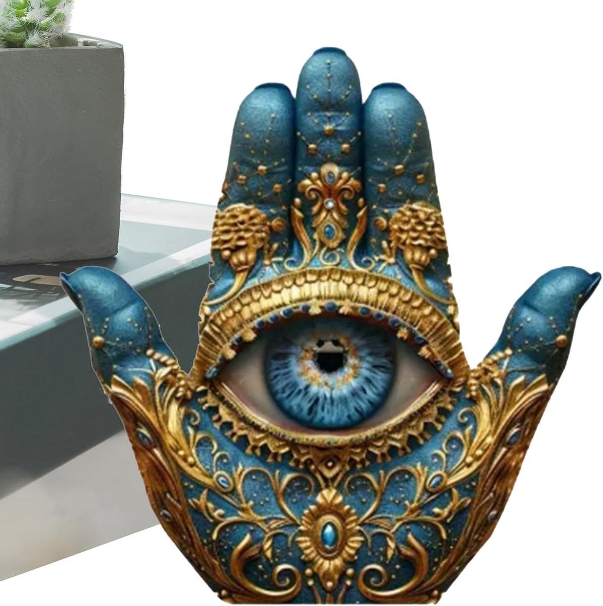 Hand Ornament Boze Oog Hand Woon Decoratie Beschermend Symbool Meerkleurig 15 x 15 cm