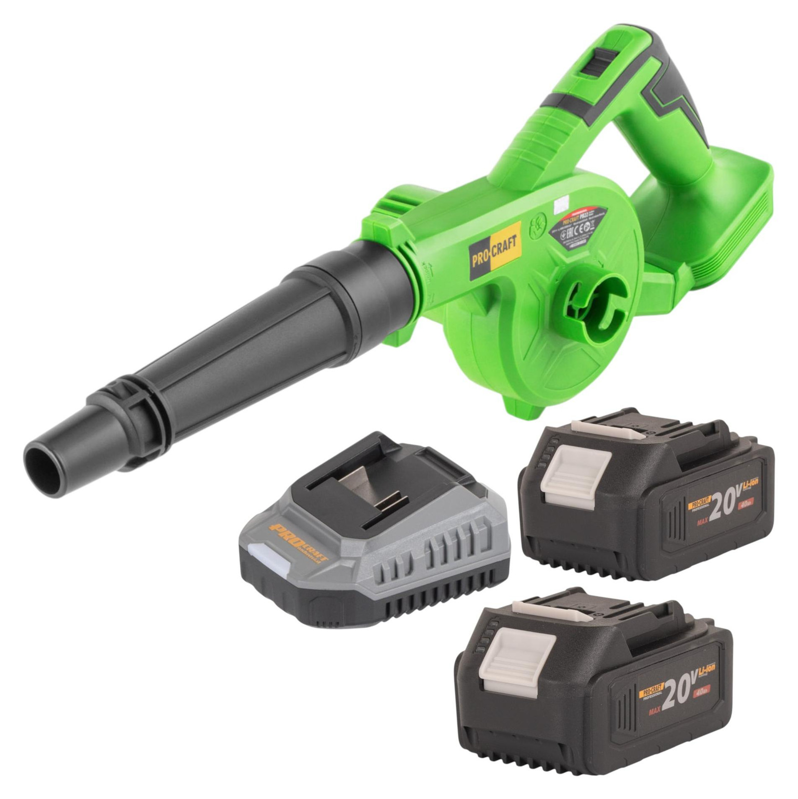 Procraft PB22bb Accu Bladblazer 20 V met 2x 4,0 Ah Accu en Oplader