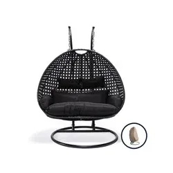 Home Deluxe Polyrattan Hängesessel TWIN - Schwarz mit Regenabdeckung