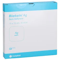 BIATAIN Ag Schaumverband 15x15 cm nicht haftend