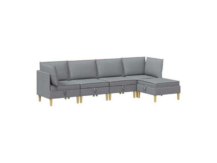 vidaXL Sitzgruppe Modular Sofa Set mit Stauraum 5 stk. Hellgrau Stoff, (5-tlg)