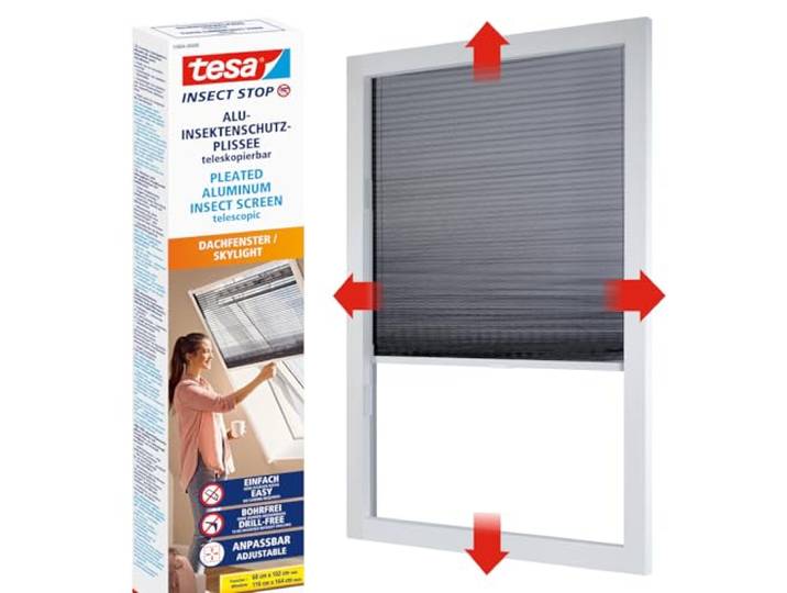 tesa Insect Stop Fliegengitter für Dachfenster Premium 116 cm x 164 cm Weiß
