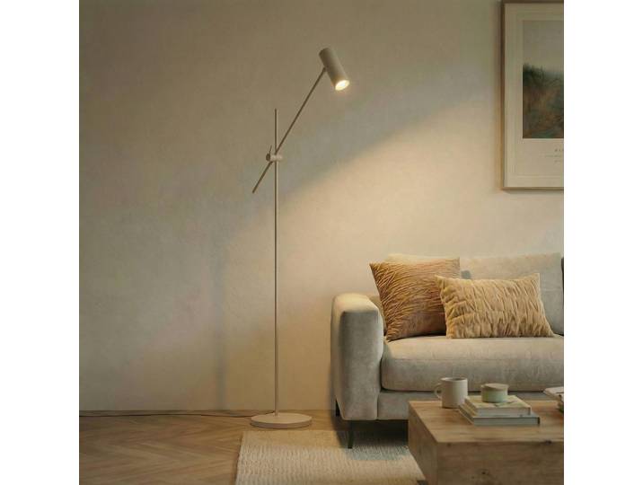 Stehlampe Vilo Lindby, creme / amber, für Wohn- / Esszimmer, Metall, Skandinavisch, Stehlampe
