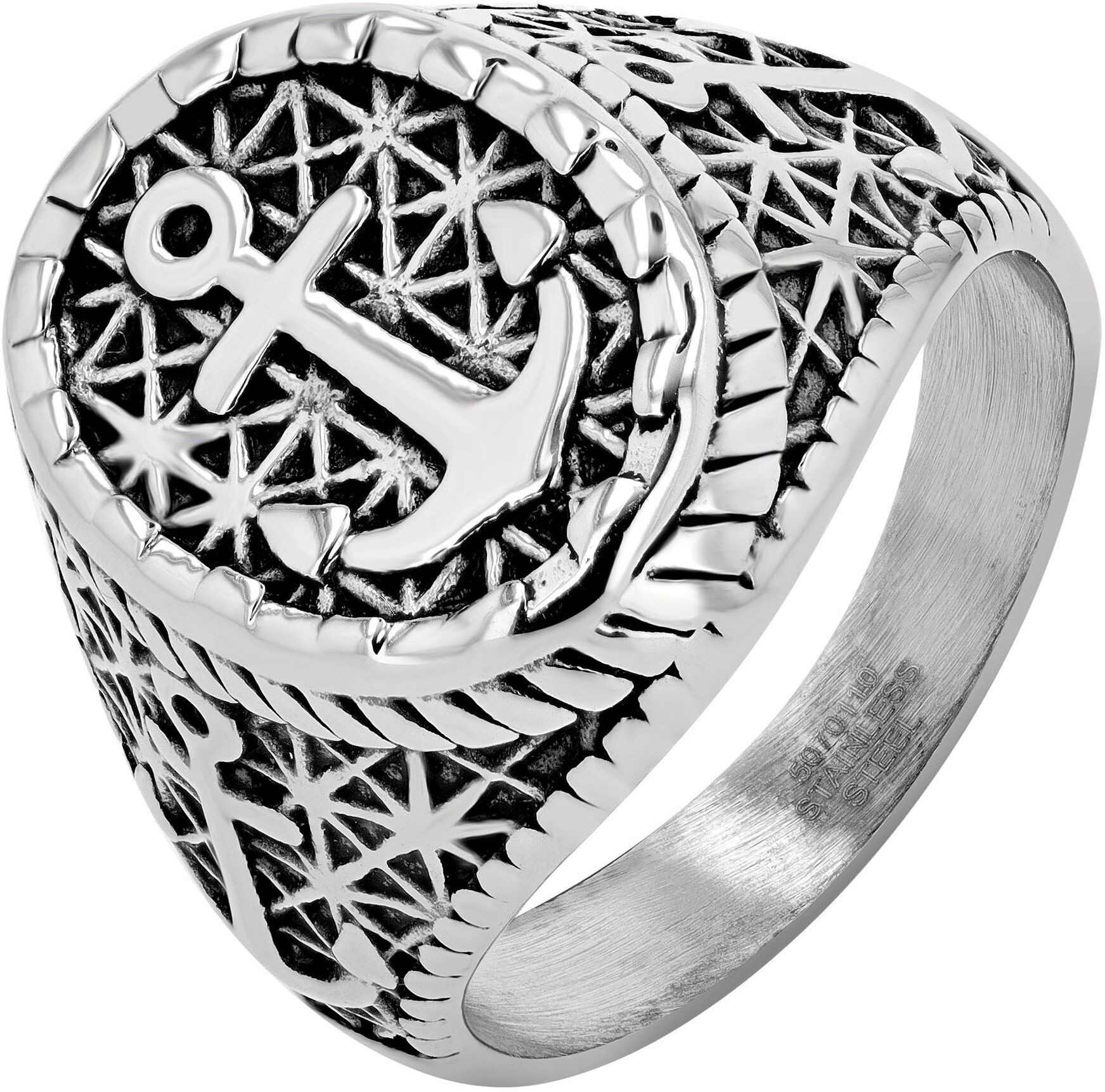 Siegelring AKZENT "Davy, langlebig" Gr. 68, silber (silberfarbig), Fingerringe, Herren, 68, Edelstahl, Siegelring