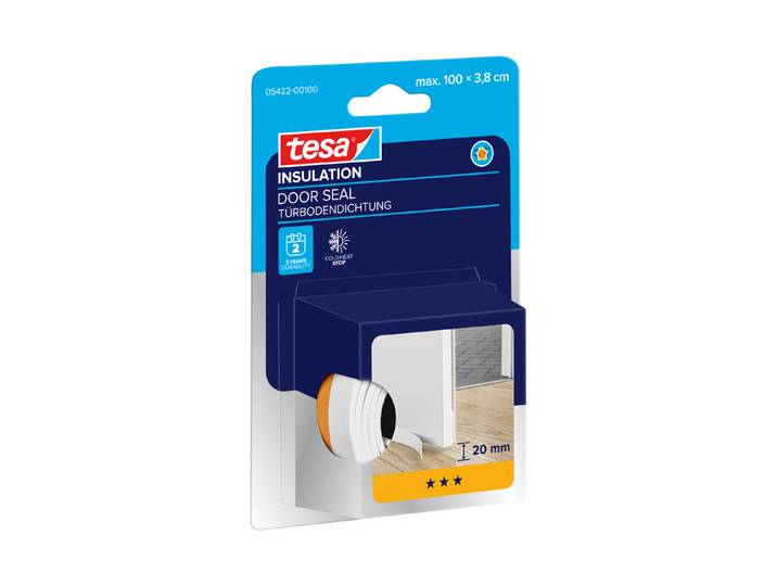 Tesa Schaumstoff-Türbodendichtung Weiss 1m × 38mm
