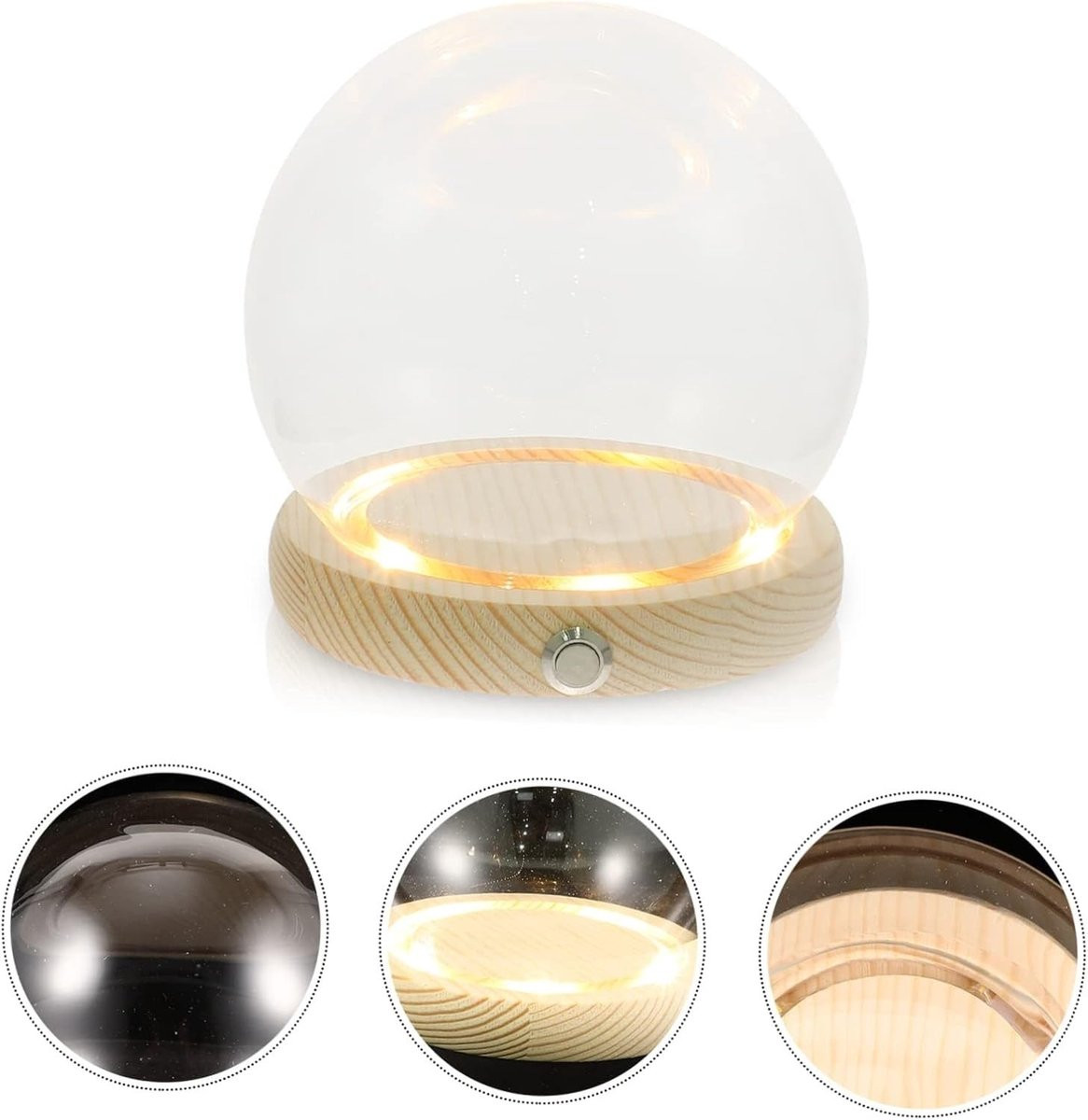 Glazen Koepel Cloche Decoratieve Stolp met Verlichte Basis - Transparant - Diameter: 13 cm