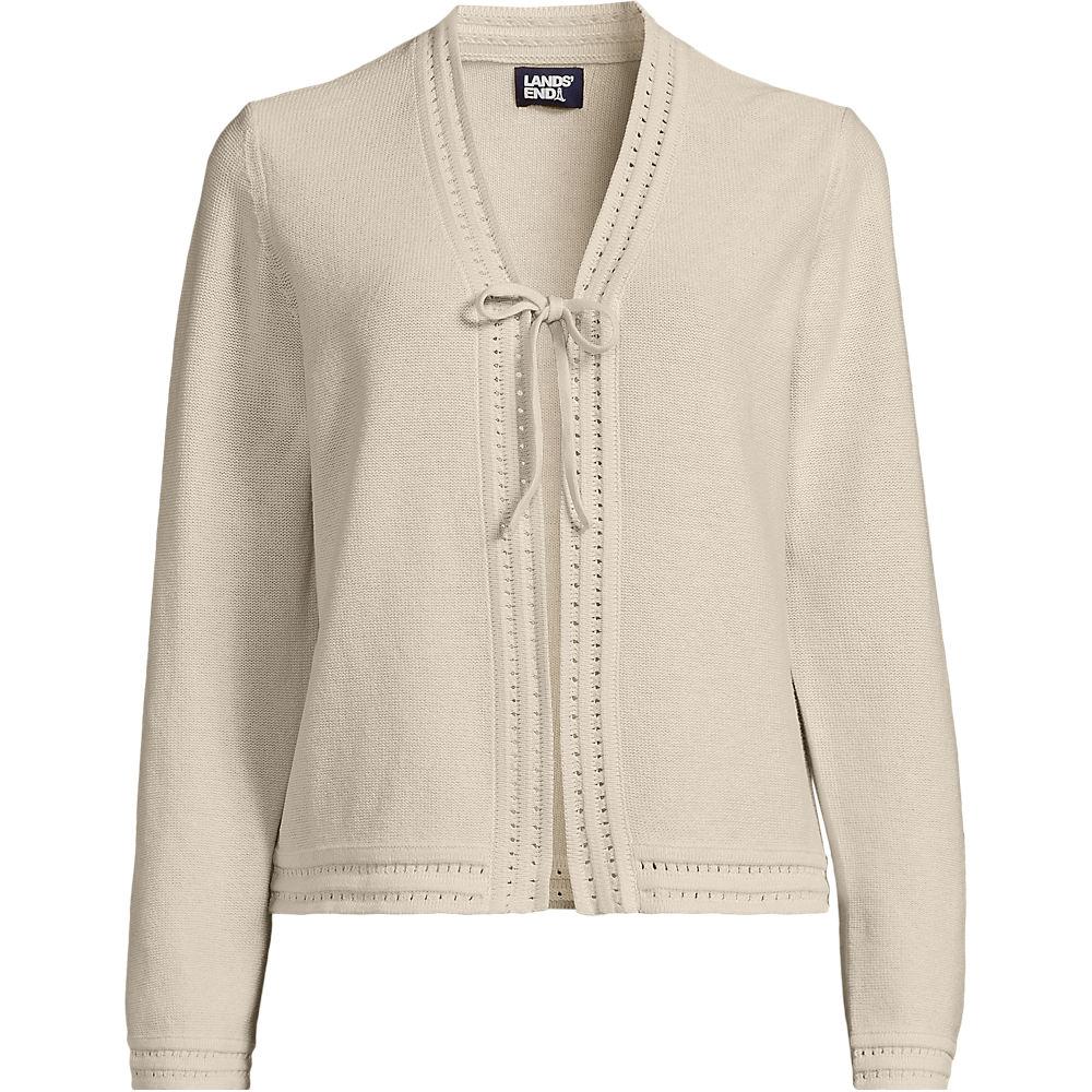 Cardigan aus Leinenmix zum Binden für Damen, Damen, size: regular, Elfenbein, Baumwolle/Leinen, by Lands' End