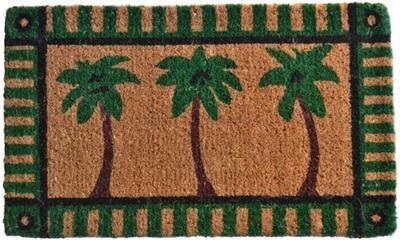 Imports Decor Green/ Brown Palm Tree Pattern Natural Coir Fiber Doormat