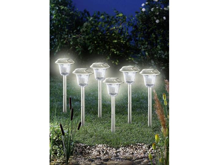 Solarleuchten, 6er-Set, Edelstahl