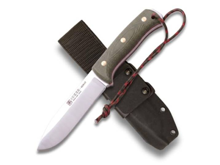 Joker Sportliches Survival-Messer Nomad CV125-K, 12,7 cm Klinge, Griff aus grünem Micarta Canvas, Kydex-Scheide, Werkzeug für Angeln, Jagd, Camping und Wandern.