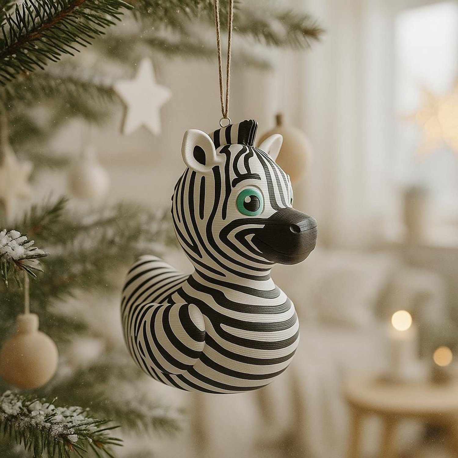 TheDuckSpecialist Grote Zebra Eend – 3D-geprinte Zebra Duck Figurine voor volwassenen