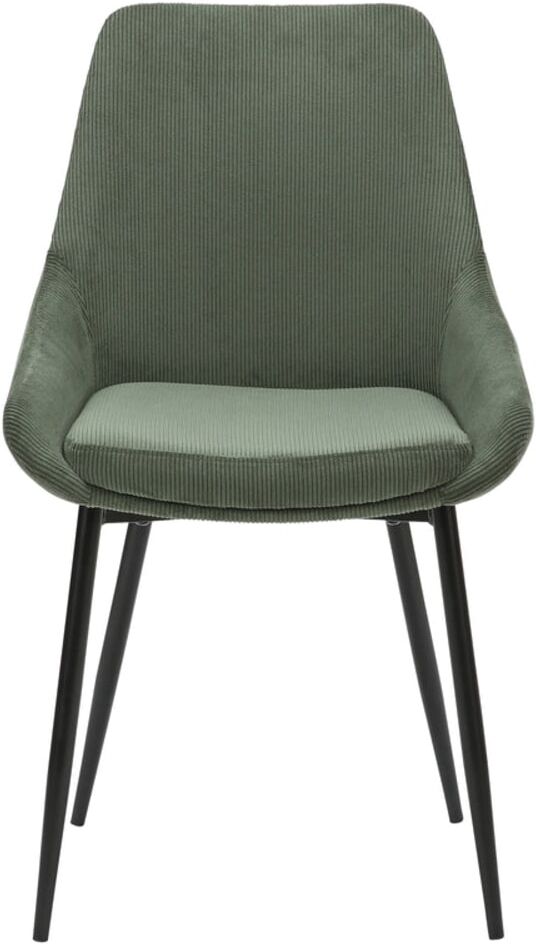 Zago Chaise en velours côtelé vert kaki Vert 48x84x55cm