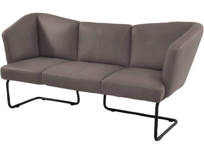 Polsterbank, Holzwerkstoff & Metall, Braun, 192×71 cm, Rundrohrkufe, Abgerundet, K+W-Polstermöbel
