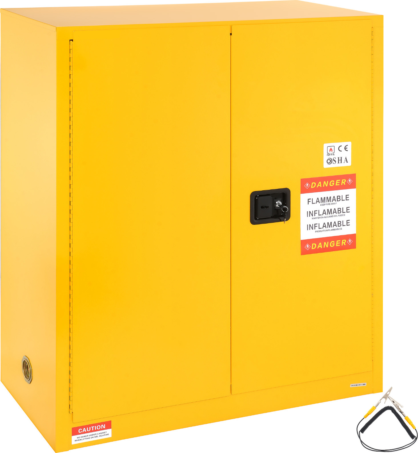 SucceBuy 43,1 x 18,1 x 50,1 Zoll brennbarer Sicherheitsschrank - 30 Gallonen gelber Flüssigkeitslagerschrank. Aus kaltgewalztem Stahl, Explosionsgeschützt