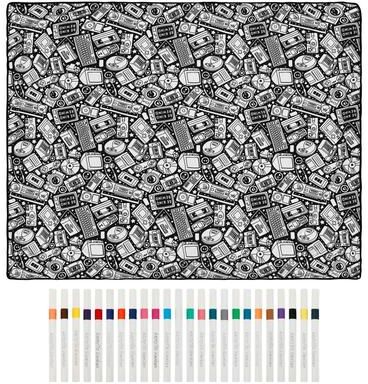 Uplift Picks DIY Coloring Blanket With 24 Markers Creative Reusable Art Throw science Fiction
