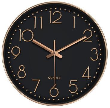 Inspire Select Minimalist Silent Quartz Wall Clock Modern Square Digital Style Clock For Home & Office black Golden 10 In