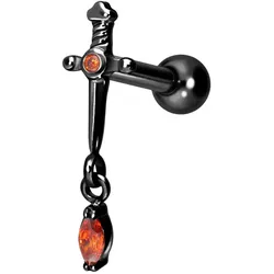 Titan Ohrpiercing mit Innengewinde DOLCH + KRISTALLTROPFEN