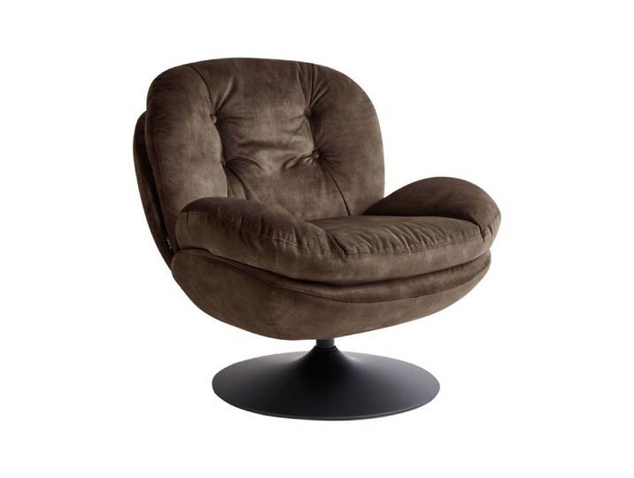 Fauteuil pivotant NOLVIK Velours Marron foncé