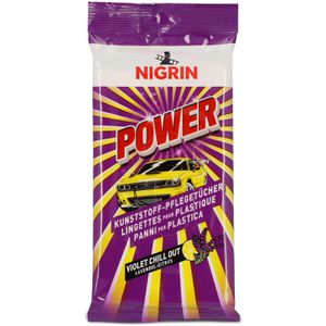 Nigrin Reinigungstücher 682957 Power Kunststoff-Pflege, feucht, für Kunststoff- und Vinyloberflächen, im Softpack, 20 Tücher