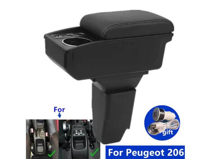 Boîte d'accoudoir pour Peugeot 206, boîte de rangement pour accoudoir de voiture, porte-gobelet, accessoires de voiture dédiés pour Peugeot 206 207 CC Cabrio