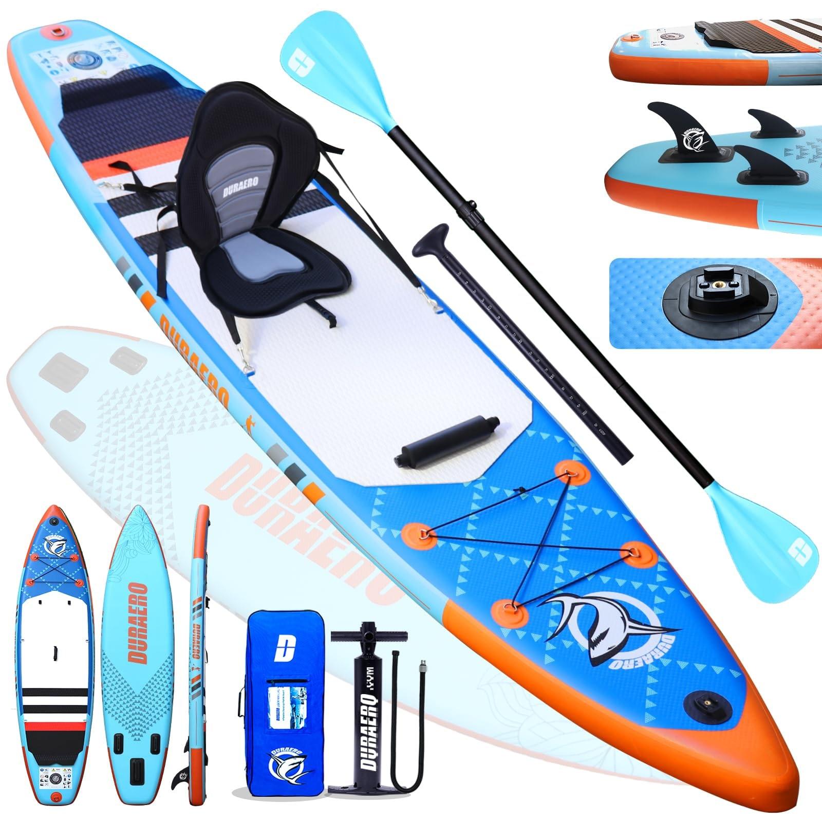 Stand-Up-Paddle-Board - Aufblasbar - 330 x 76 x 15 cm - Mit Kajaksitz und Halterung für eine Kamera