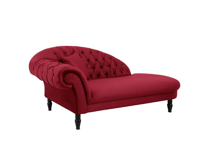 Recamiere Rot Samt Onoli 216 x 91 x 103cm Glamour