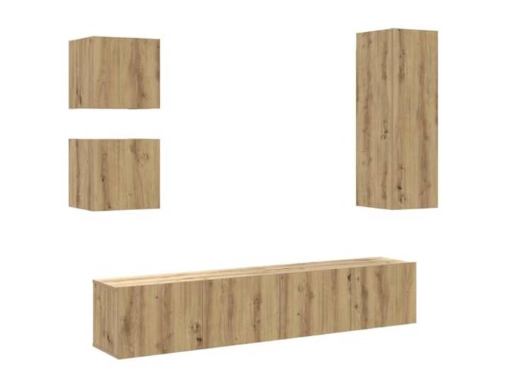 KGFHERENB 5-tlg. TV-Schrank-Set Wandmontage Hängend Artisan-Eiche Modulare Hängeschränke zur Wandmontage für Schlafzimmer oder Gästezimmer mit glatter Oberfläche in warmer Holzoptik.