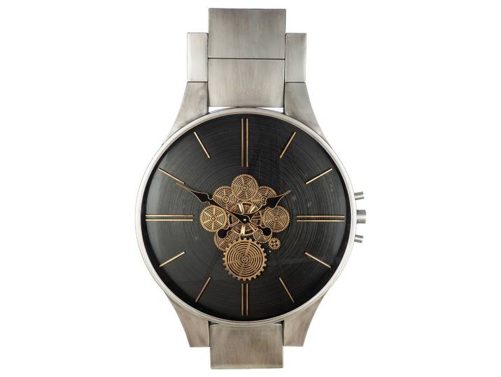 Wanduhr Timing Silber Schwarz/Silber/Goldfarben