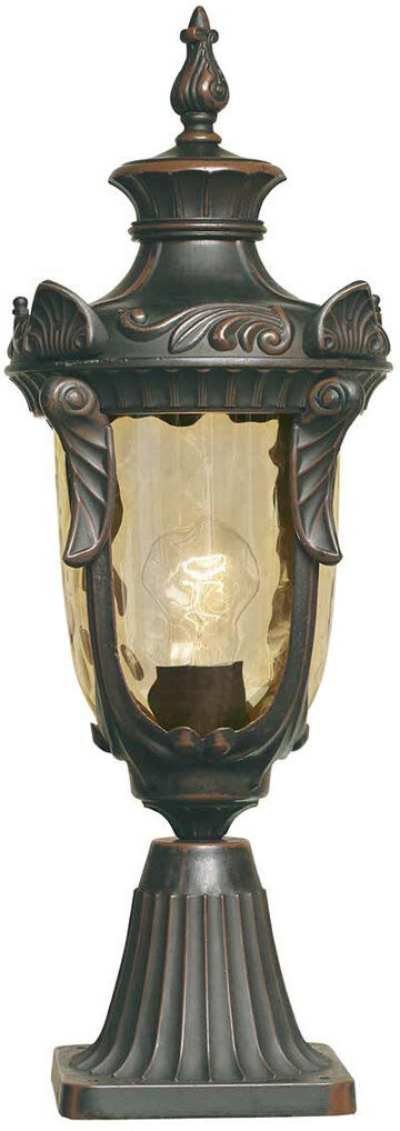 Astoria Grand Steephill Stained Glass Transparent Pier Mount Light Post Lantern Old Bronze;Alte Bronze 54cm H X 19cm W X 19cm D