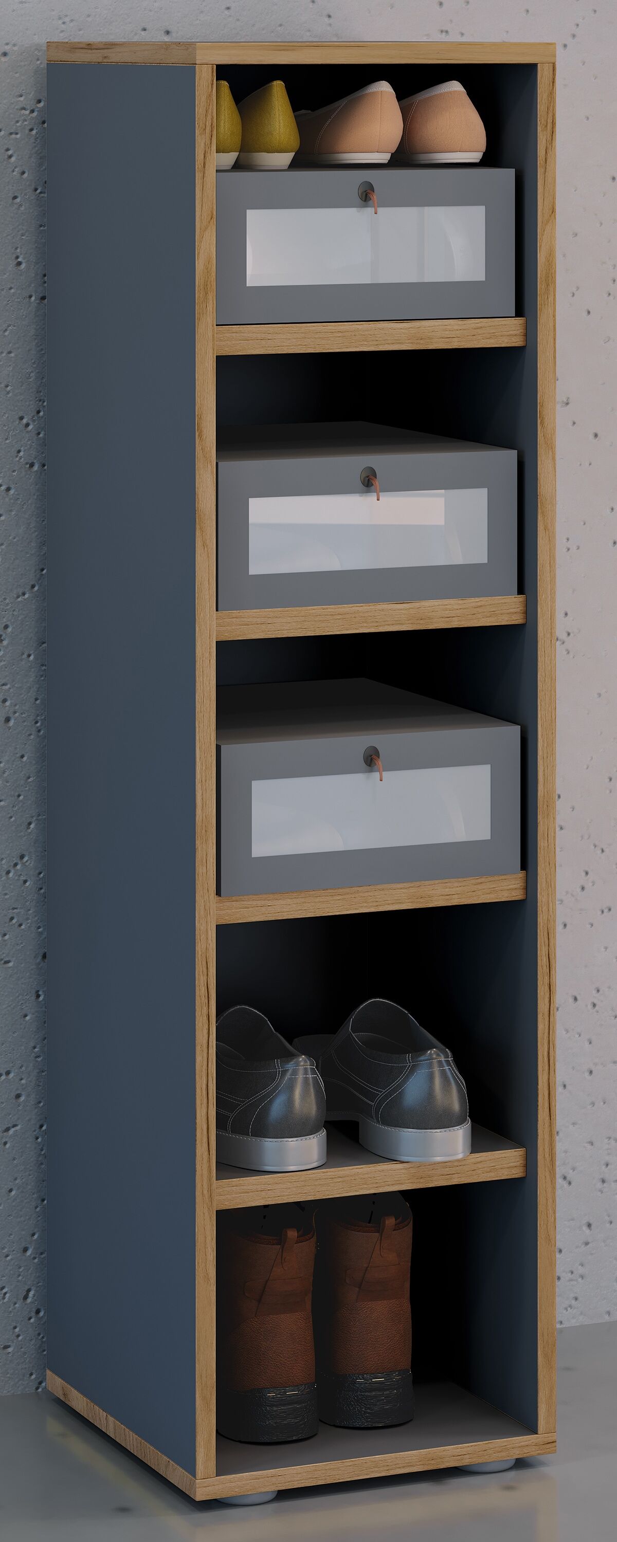 Schuhregal VCM "Holz Regal Schuhschrank Schuhregal Salia B30", grau (anthrazit), Regale, Schuhregal
