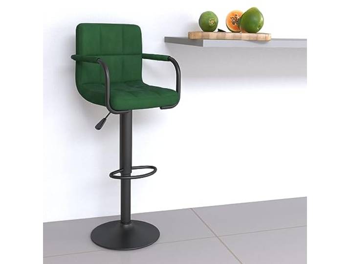 Barhocker, Velours, dunkelgrün, mit Fußstütze, höhenverstellbar Robuster pulverbeschichteter Stahl, leichtgängiges Gasheben, 360 ° drehbar, maximale Belastung 110 kg