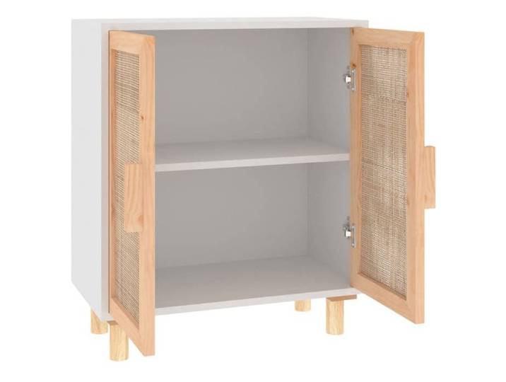 Promotion mai  * Buffet bahut - Armoire de rangement - Blanc 60x30x70 cm Bois de pin massif et rotin naturel EU5516345630