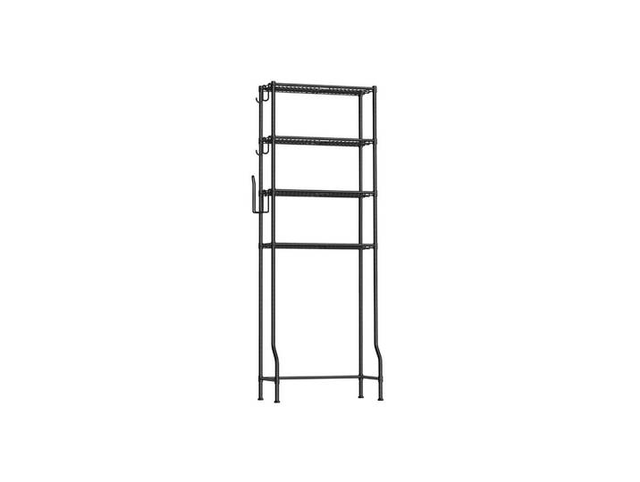 Hansiro 4-Stöckiges Toilettenregal Warsaw, Schwarz, Metall, 63x176x30 cm, Badezimmer, Badezimmerregal, Badregal
