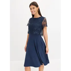 bonprix Midikleid mit Spitze, blau, Gr.44, Elegant und feminin: Midi-Kleid mit Spitzen-Oberteil und ausgestelltem Rock