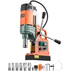 VEVOR Magnetbohrmaschine, 1450-W-Motor, 50 mm Kernbohrdurchmesser, 13000 N Magnetkraft, Elektrische Kernbohrmaschine mit 6 Kernbohrern, Variable Drehzahl, Bohrmaschine für Metalloberflächen