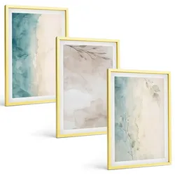 BILDER SET 3er Set - 40x60 cm Goldrahmen - Feine Aquarelltexturen