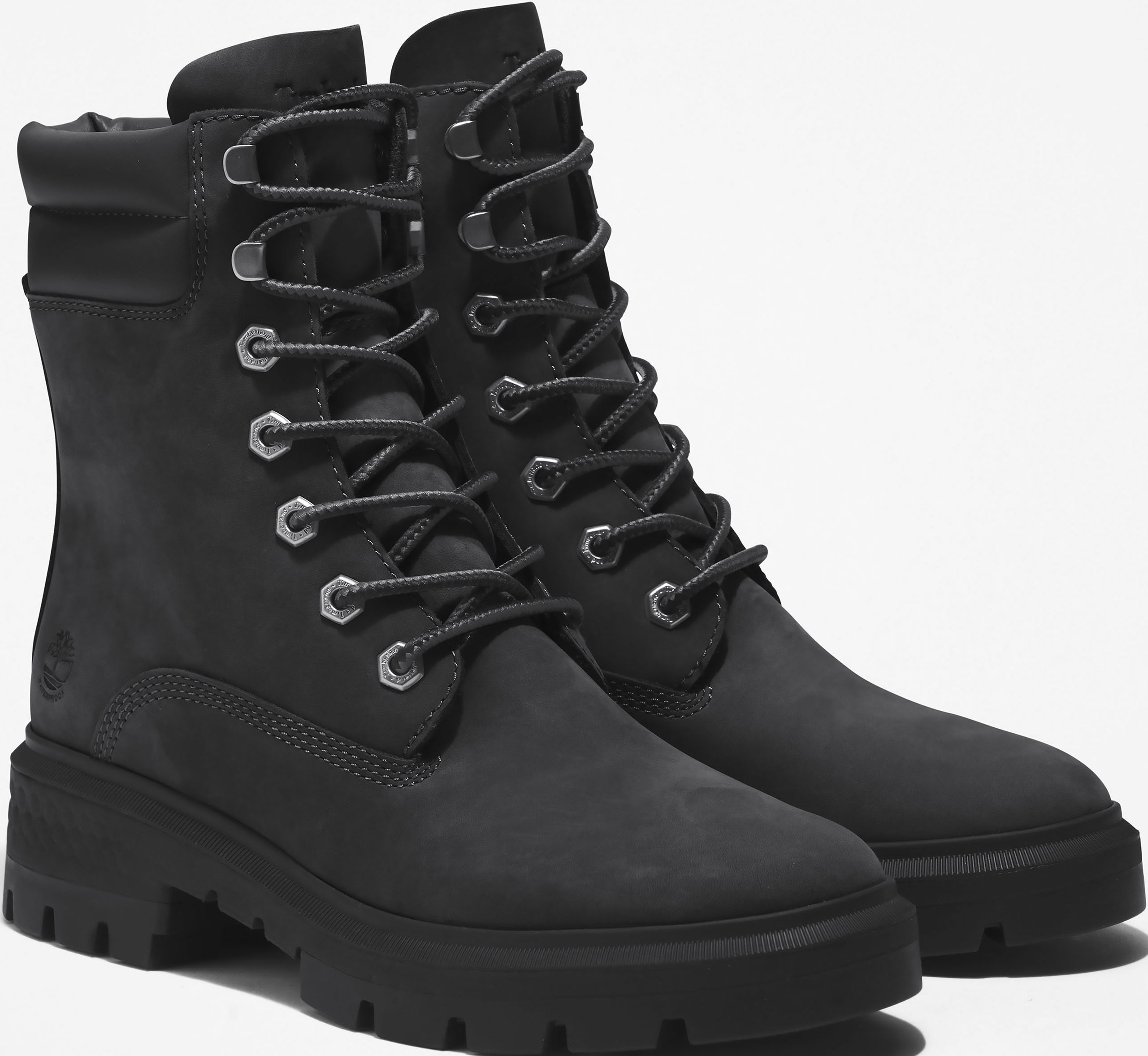 Winterstiefel TIMBERLAND "CORTINA VALLEY MID LACE UP WATERPROOF BOOT", Damen, Gr. 39,5, schwarz, Leder, Schuhe Winterstiefel, Winterschuhe, Winterboots, Schnürboots, Schnürstiefel, wasserdicht schwarz 39,5